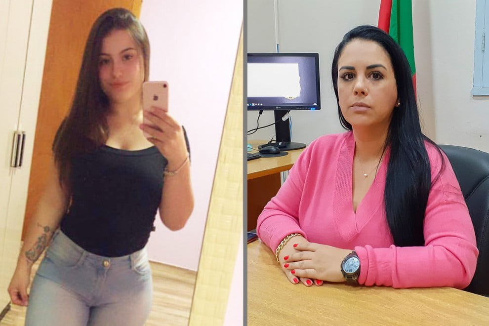 Na esquerda Paula Perin Portes. Na direita Delegada Fabiane Bittencourt. (Arte / Arquivo / ClicSoledade)